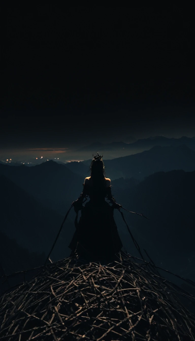 (black:1.3)View your viewers,
hell, pain, torment, Lake of Fire, devil, evil, devil, forever, darkness, purgatory, Sinking, soul, bondage, hellの業火, torture, torment, deterioration, endless, curse, abyss, punish, despair, evil thoughts
(One girl:1.3), Adult, National Peak, Hanfu, haze, View your viewers,Long hair blown by the wind,  evening, masterpiece,
analog film photo ethereal fantasy concept art of masterpiece, Dynamic Perspective, Intricate details, Wide-angle, Motion Blur, She was standing on the summit.