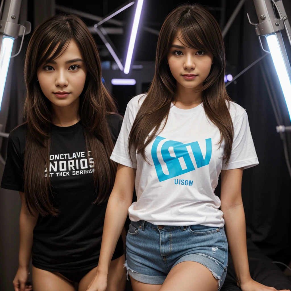 Background change and lighting and ultrasonic 10k quilty tshirt change and hair style
