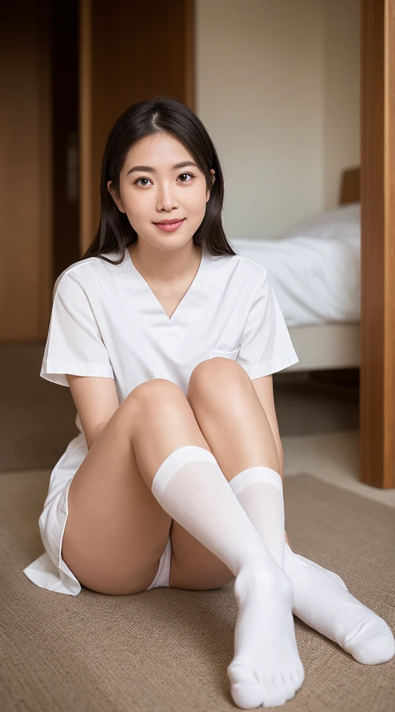 A 25-year-old woman in a white nurse uniform sits with her 2本のlegs apart, Exposing panties. nurse ÉO H15, Wearing slightly 超リアルなdirty Nike short white socks, Wearing nurse clothes, nurse, nurse girl, Wear short socks, Sitting in thigh-high socks, Wearing a 白blouse,Stretch your legs and come on, smell my feet,
(Ultra-realistic # Nike 黒logo 1 Try on the white socks that come with it : The socks have the # Nike black logo on them. :
1.2），.
Asian Eyes Ella. White socks with the ブラックNike logo
.