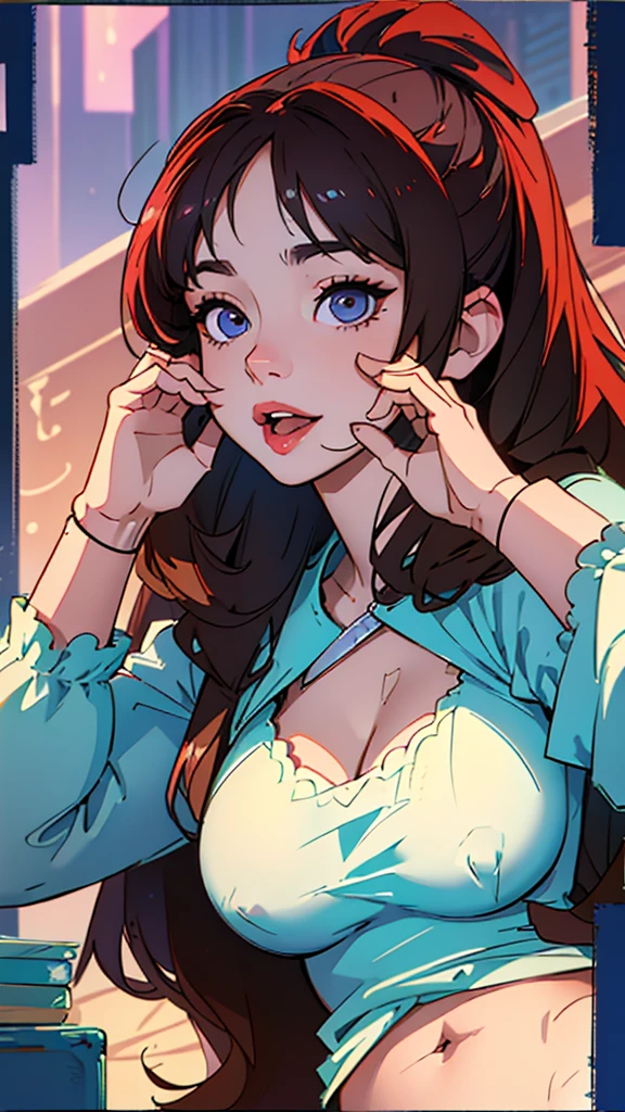 Highest quality,8k,High resolution、Mystical Eyes、Are fat、fat、Fair skin、Very sexy、goddess、Large Breasts、Blur the background、smile、laughing、Provocative face、alone、Shiny Hair、Super long hair、Loose and fluffy perm、I have a protruding belly、Plump、Fleshy、Indian、Pompadour、Has bangs、Bangs fall on the forehead、Sucking dick、Giving a blowjob、Sucking penis、Dark brown nipples、Plump areola、Long tongue