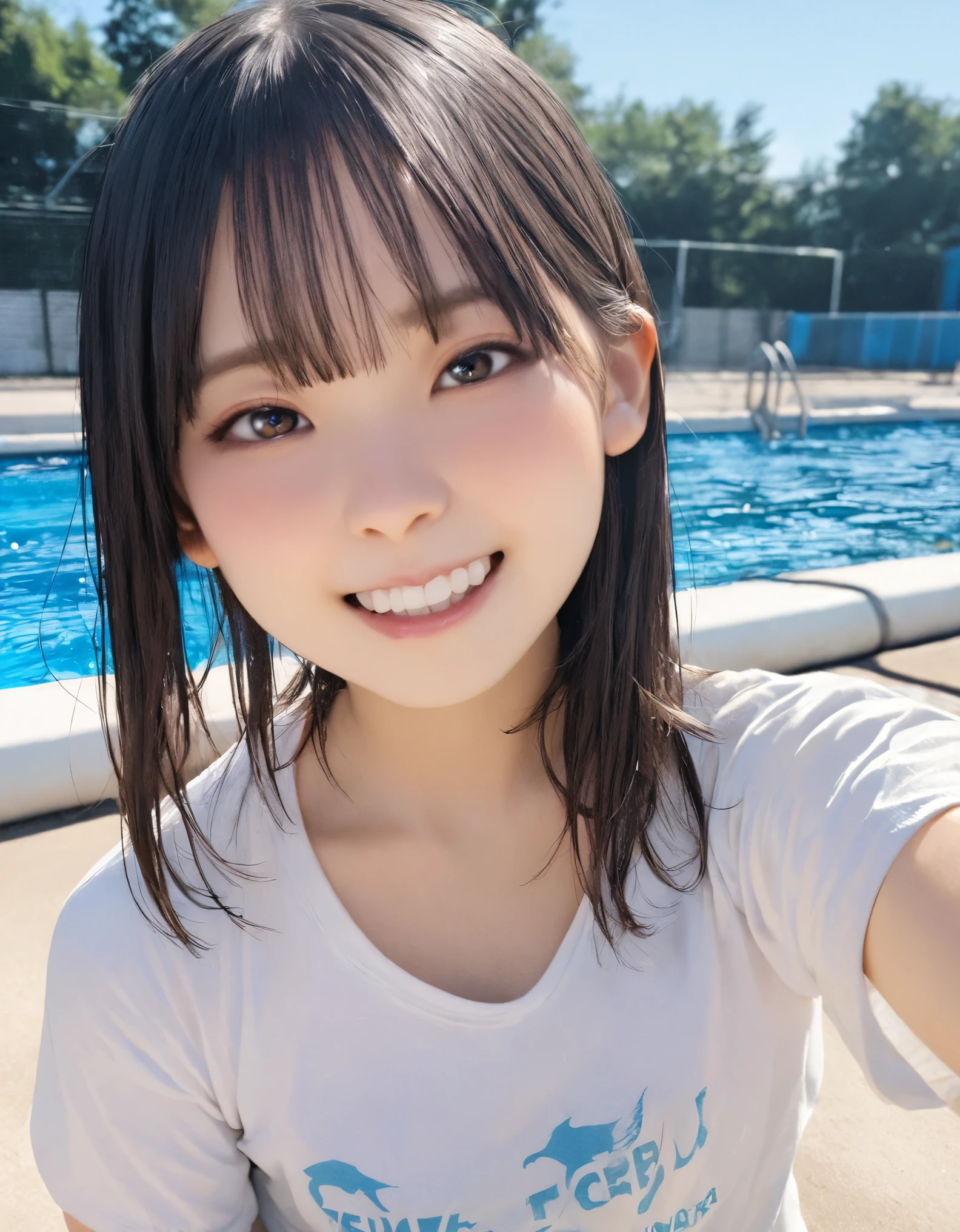 (best quality:1.2), 1girl, Municipal Pool