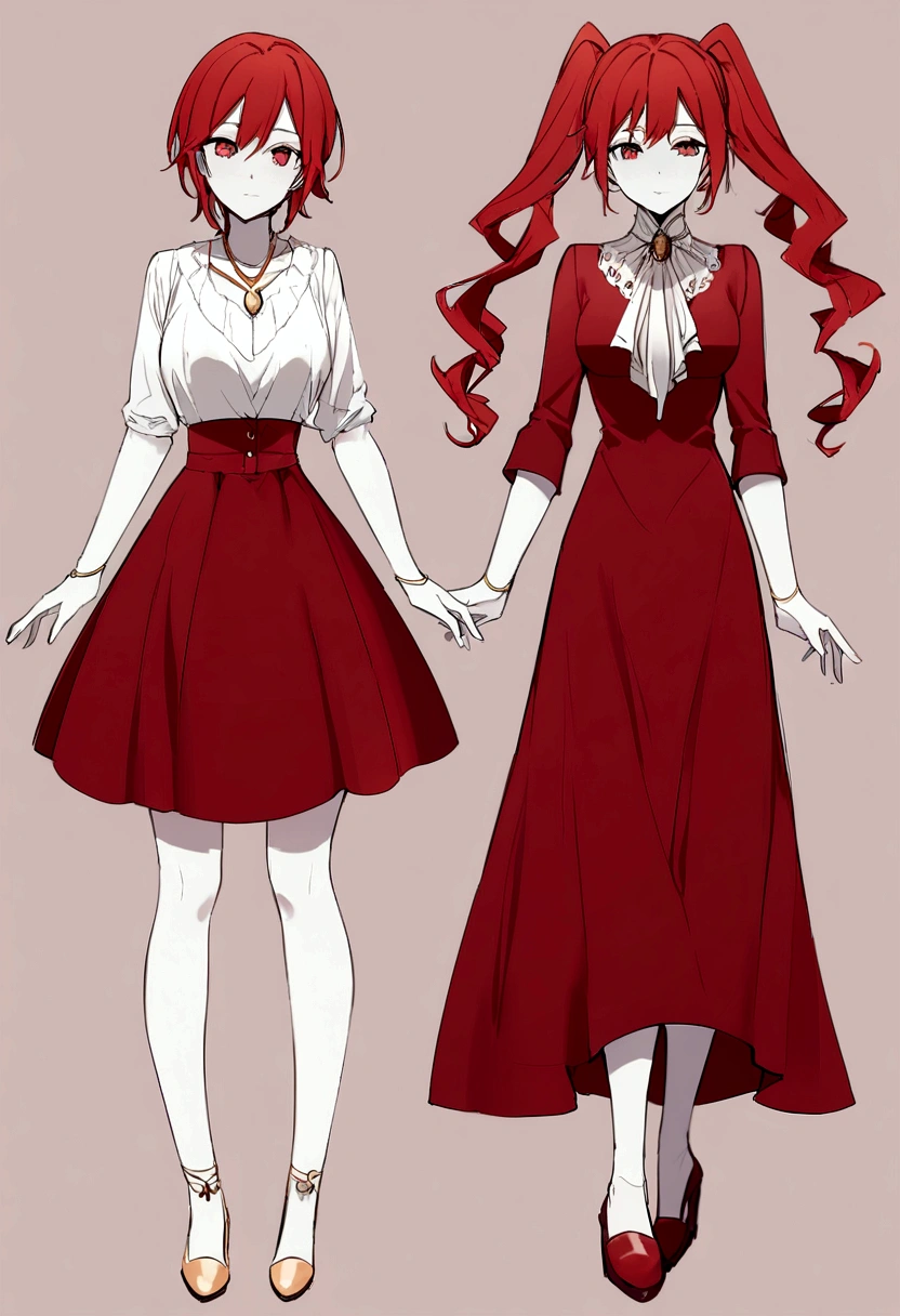 : ((((Picture of a 5 ft 7 inches tall girl with pale skin and long fiery red hair)), 1girl, standing, posing, ((checking her sword)), (( relaxed), casual outfit)), high heels, red hair in two pigtails, ((full frontal pose)), facing slightly off to the viewer side, (( medium shot))), ((soft focus))), ((nice smile)), ((eager eyes))), ((three-quarter sleeve dress)), (((gold jewelry))), ((hehrish background, take me away))), medium breasts, ((feminine ankles))), 22 years old, ((sophisticated attire)))