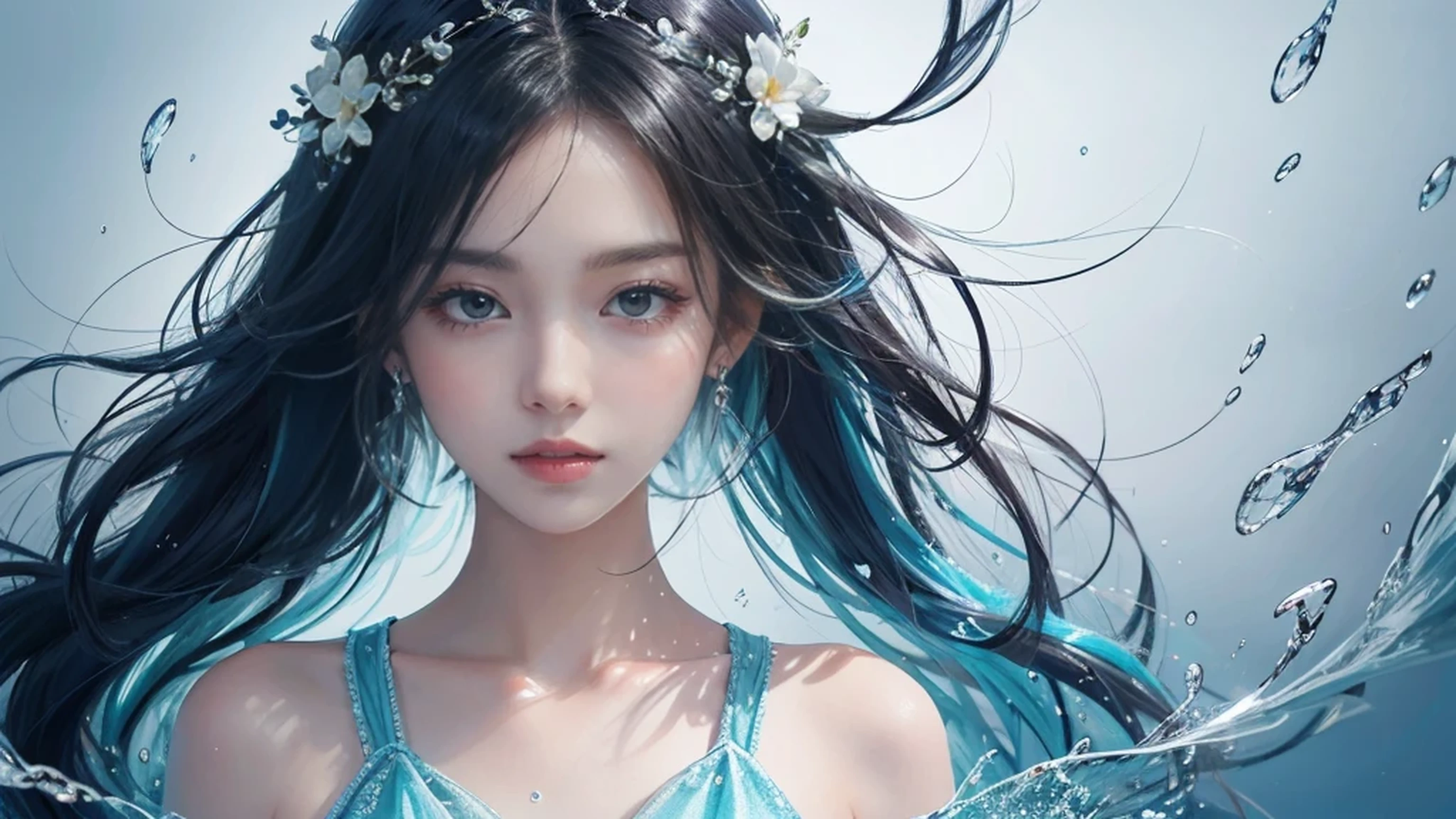 (RAW shooting, 32k:1.5, highest quality, masterpiece, Ultra-high resolution), (deep sea:1.0, Dramatic moonlight:0.7, Mysterious World:1.3, Expressions of sadness:1.0), Side Shot, Fractal Art:1.3, Perfect dynamic composition:1.3, Very detailedな肌と顔の質感:1.3, Dynamic flow of water waves:1.3, Dynamic flow of energy:1.3, The subject is observed from a distance, elegant and sophisticated, Fair skin, Incredibly slim body:0.8, Very beautiful face, Water droplets on the skin, (Yoga Wear:1.3, Meditation pose:1.3), Very accurate, Very detailed, Big eyes that exude beauty, Beautiful big lips, Unreal atmosphere, Earrings, bracelet