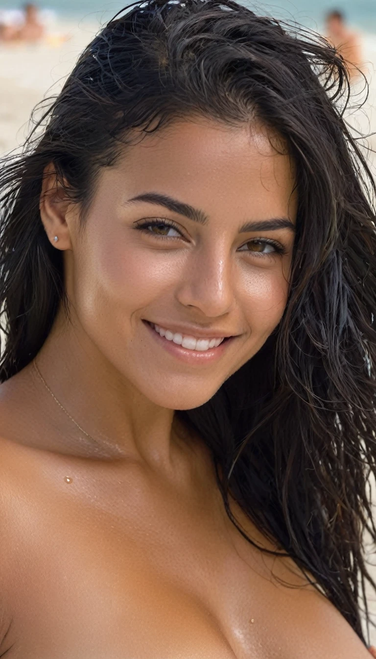 ((detailed face)). perfect breasts, a photo of a beautiful woman, skinny, oily, sweating, t hair bangs, pony tail, detailed face, large breasts, naked, nsfw, blonde highlights hair, very messy hair, cute face, open leg, showing pussy, on a beach, smiling, asshole , naked , carol nakamura, masterpiece, best quality, (photorealistic:1.4), full body shot, sweating, spreading legs, glossy skin, tan marks, perfect breasts, a photo of a beautiful woman, half asian, skinny, outside, textured hair, detailed face, large breasts, naked, nsfw, blonde highlights hair, very messy hair, open leg, showing pussy, in the beach, smiling, naked , full body visible, showing pussy medium inner labia, pink gap,