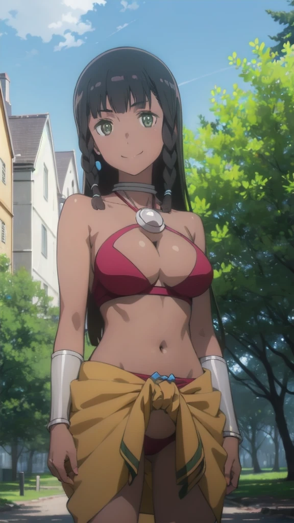 alone, One girl, View your viewers, 2D, anime, anime coloring, tione hiryute, jewelry, smile,outdoor,forest,