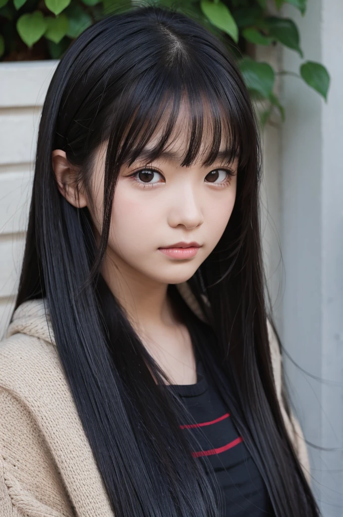 Girl with long black hair