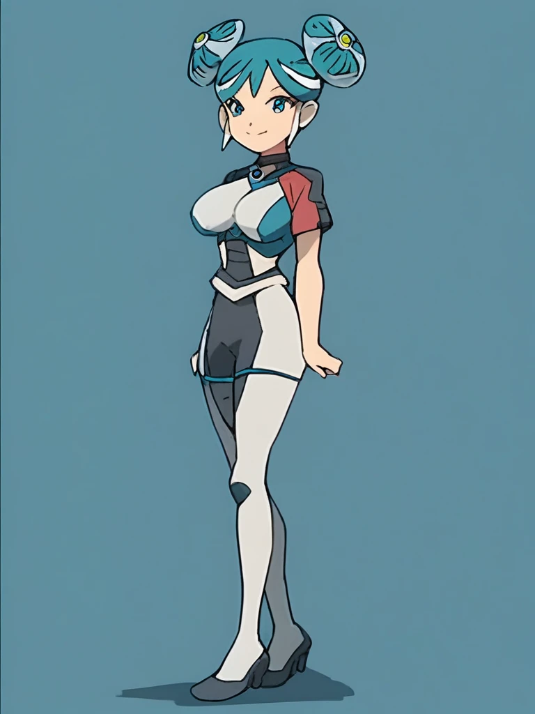 best quality,ultra detailed,solo,1girl,score_9, score_8_up, score_7_up, score_6_up, score_5_up, score_4_up, source_anime, maquia, two-tone hair, aqua hair, aqua eyes, white bodysuit, smile,large breasts,(front view,portrait),full body, standing on destroyed world,heavenly ass, heavenly breasts, big ass, no shoes, wearing heels,  long legs,