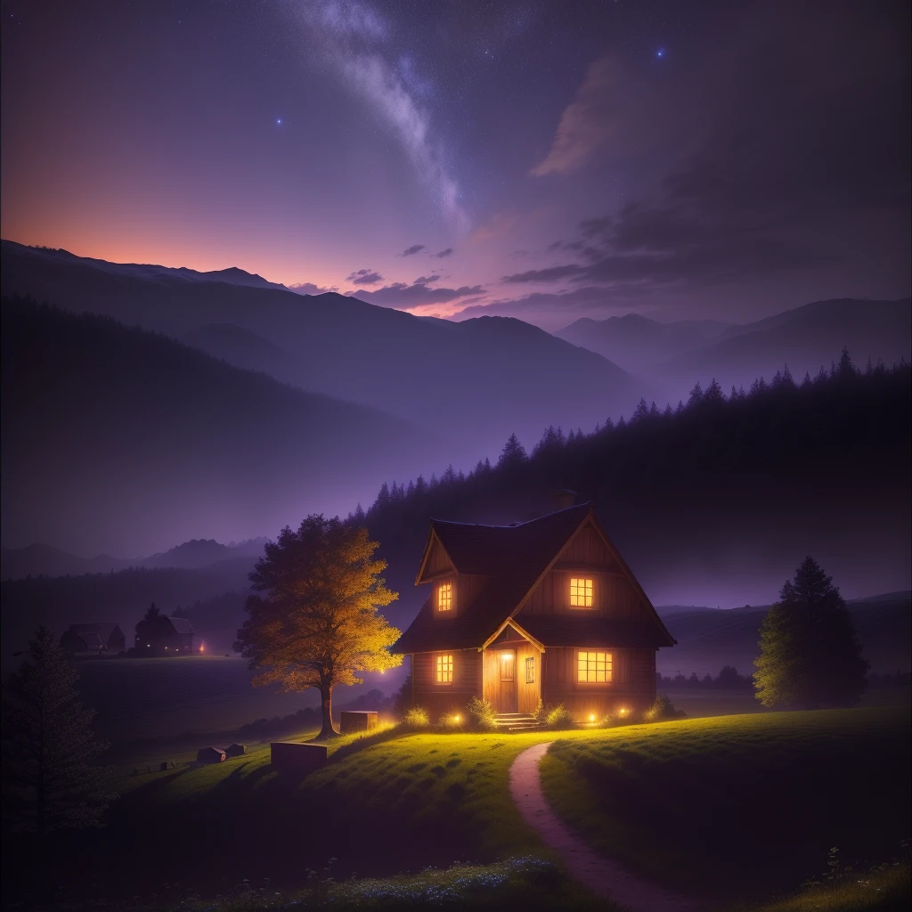 Night view of a small house in the field, wood and, night village backgrounds, Magical atmosphere in the moonlight at night, Night view, Natural scenery at night, Awesome Wallpapers, quiet night, credibility, realism, Movie Effects, Digital Illustration, On a moonlit night, Great night, beautiful moonlight night, Landscape Wallpaper, High-resolution wallpapers, Anime countryside landscape, A soothing and comfortable landscape, Beautiful Wallpapers, mobile wallpaper