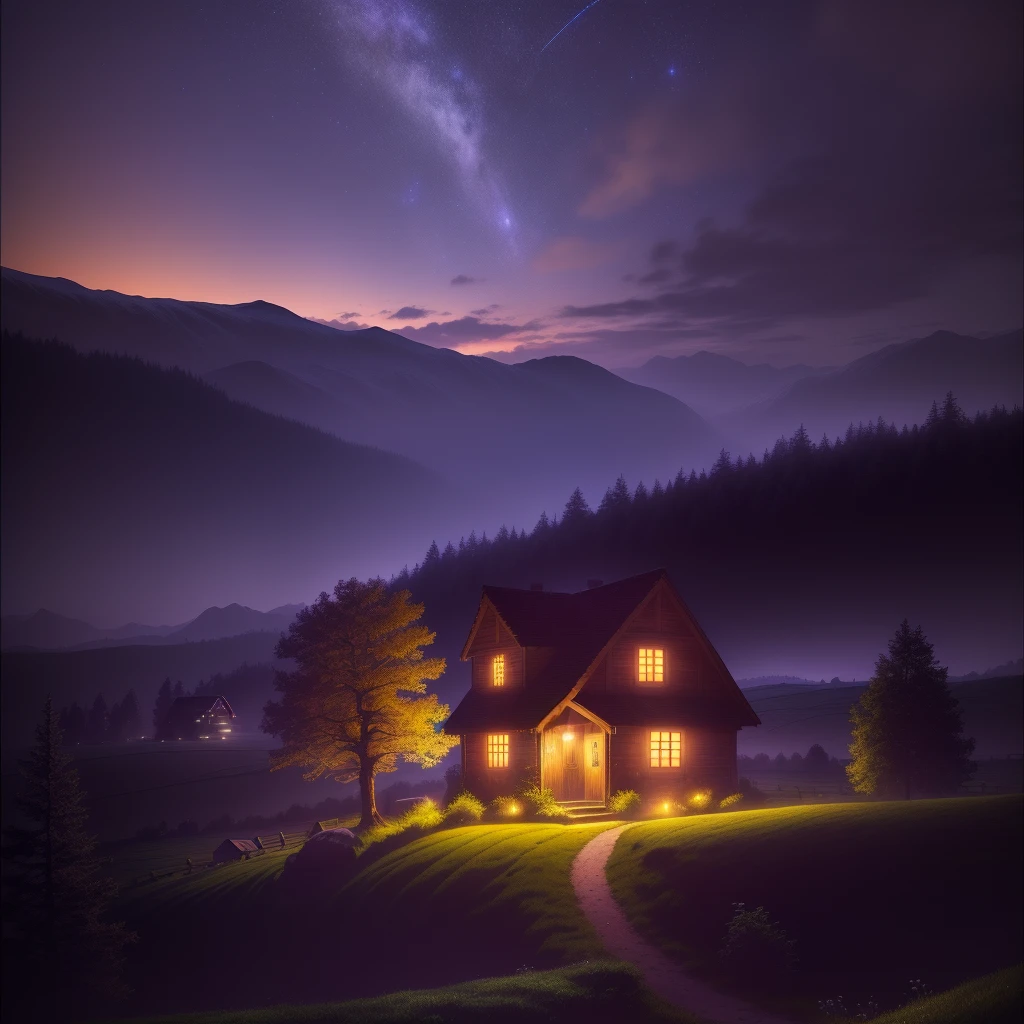 Night view of a small house in the field, wood and, night village backgrounds, Magical atmosphere in the moonlight at night, Night view, Natural scenery at night, Awesome Wallpapers, quiet night, credibility, realism, Movie Effects, Digital Illustration, On a moonlit night, Great night, beautiful moonlight night, Landscape Wallpaper, High-resolution wallpapers, Anime countryside landscape, A soothing and comfortable landscape, Beautiful Wallpapers, mobile wallpaper