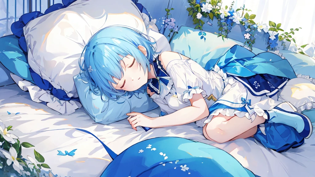 Sleeping princess、Blue short hair