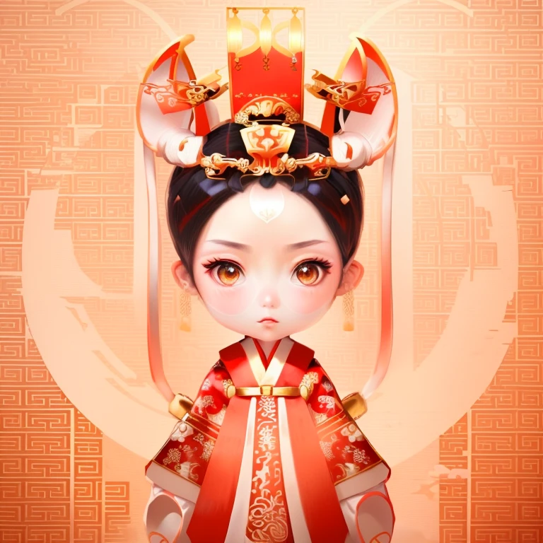 cartoon Chinese Girl in traditional dress with horns and headdress, Ancient Asian Dynasty Princess, ancient Chinese Princess, Chinese Queen, Chinese Princess, Ancient Chinese Goddess, Beautiful fantasy queen, palace ， Girl wearing Hanfu, Chinese Clothing, Ancient Chinese Art Style, Wearing ancient Chinese clothes, Princess Libu, Inspired by Yin Dourui, Chinese Girl