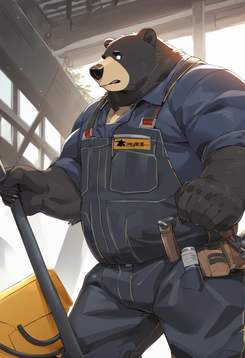Black Bear,personification,strong,Worker。