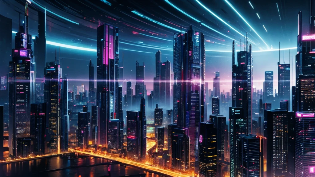 wonderful cyberpunk city view at night 