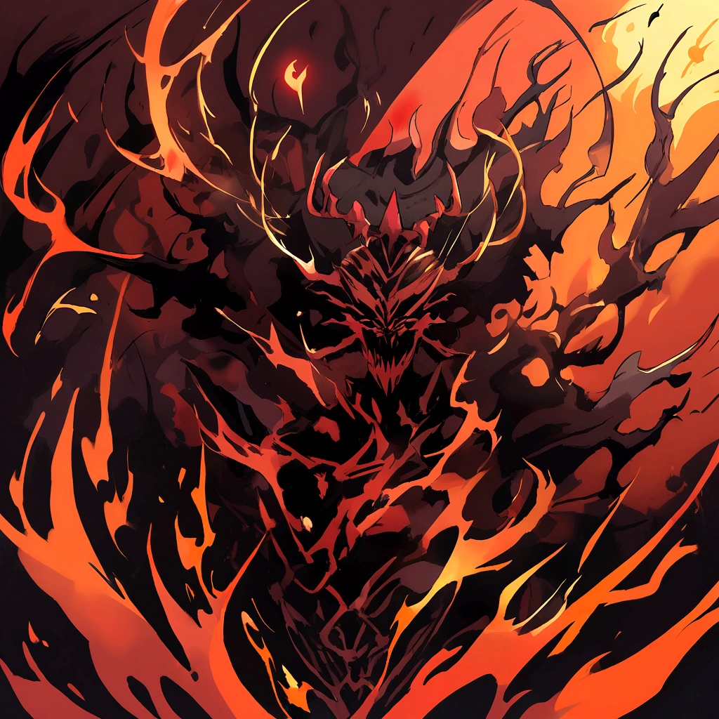 Hail to the demon king with flames background
