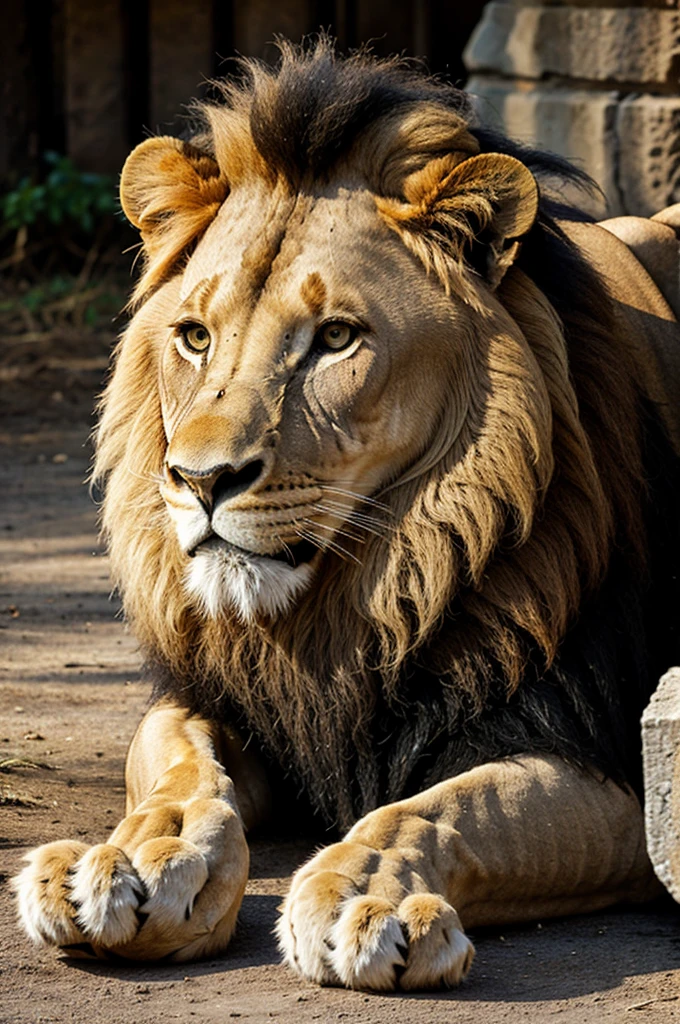 Lion with worrior