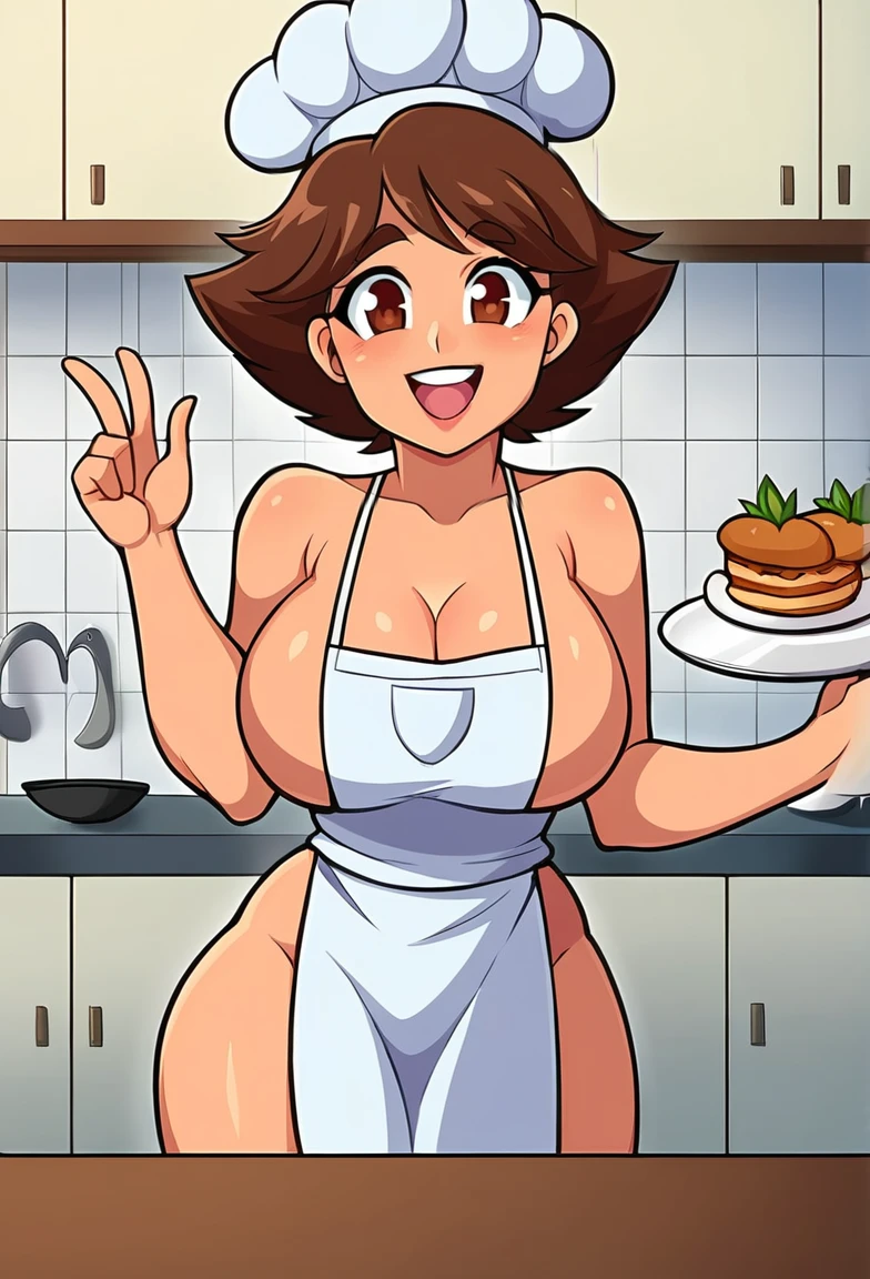 sexy chef woman so happy