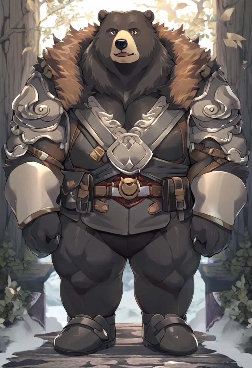 Black Bear，personification，strong，uncle，Standing guard。