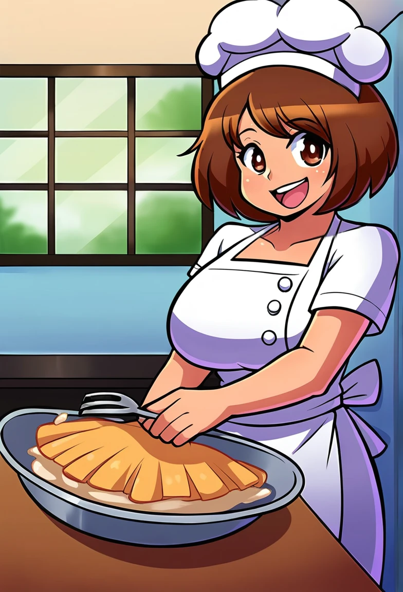 busty  chef woman so happy