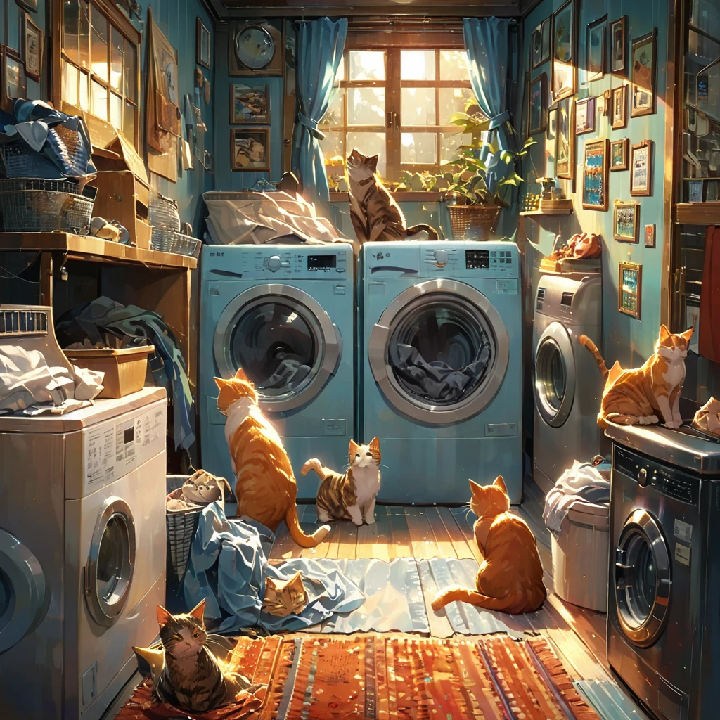 ((anime:1.4,illustration)),(masterpiece, top quality, best quality),(ultra-detailed, absolutely resolution),((16k, high res)).(reflect),
BREAK {(anime movie by Studio Ghibli Style: 1.5)}

(((retro landory room, washing machine, many wears, a cat, ))),

BREAK { (produces images with information than 40 million pixels with cinematic-like detailed textures shot on a Sony SLR).}

BREAK {(((cinematic look))), soothing tones, insane details, intricate details, hyperdetailed, low contrast, exposure blend, hdr, beautiful blue image, (hi contrast),Sony SLR.}
0