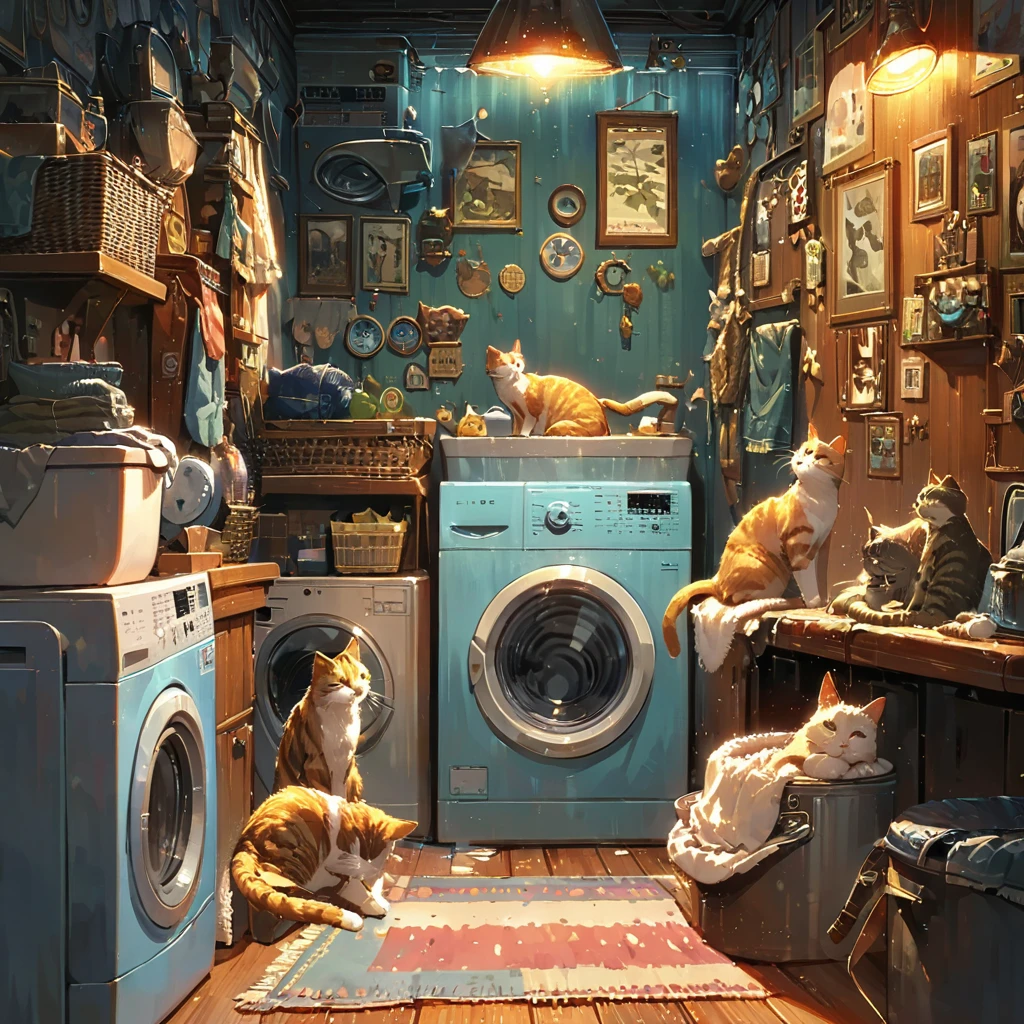 ((anime:1.4,illustration)),(masterpiece, top quality, best quality),(ultra-detailed, absolutely resolution),((16k, high res)).(reflect),
BREAK {(anime movie by Studio Ghibli Style: 1.5)}
(((retro landory room, washing machine, many wears, a cat, ))),
BREAK { (produces images with information than 40 million pixels with cinematic-like detailed textures shot on a Sony SLR).}
BREAK {(((cinematic look))), soothing tones, insane details, intricate details, hyperdetailed, low contrast, exposure blend, hdr, beautiful blue image, (hi contrast),Sony SLR.}
0