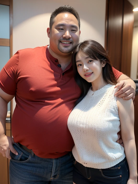 A Chinese man and a young Korean woman, age difference, age difference, giant size, ((40 year old man, kkissg có râu, muscular body, smiling face, body full of hair, hug standing, touch the girl&#39;s chest)), ((18 year old sexy young girl, small size and skinny, long black hairstyle, face red with embarrassment, tư thế tình dục, kiss)), 40 year old man, A young girl, sea, wooden hut, Detailed face, thực tế, ngực, nude, tình dục, see-through tank top, large chest groove, small areola