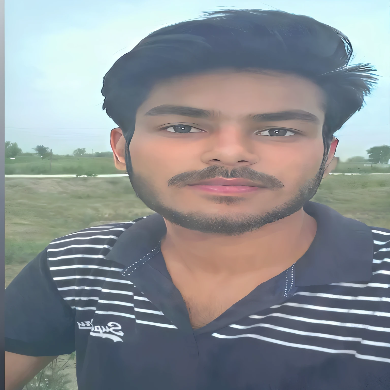 arafed man with a beard and mustache standing in a field, with accurate face, 8k selfie photograph, without beard, very very low quality picture, around 1 9 years old, face picture, with neat stubble, good looking face, very clear picture, very accurate photo, selfie photo, realistic picture, without beard and mustache, without helmet