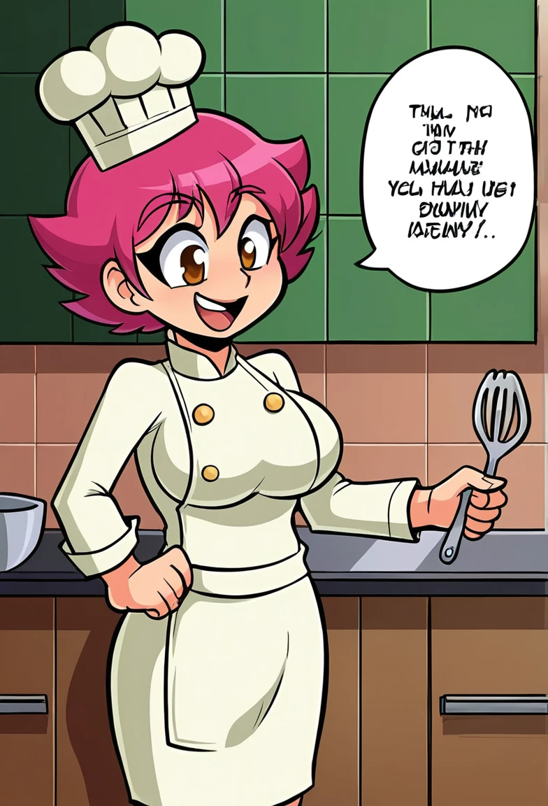 busty  chef woman so happy