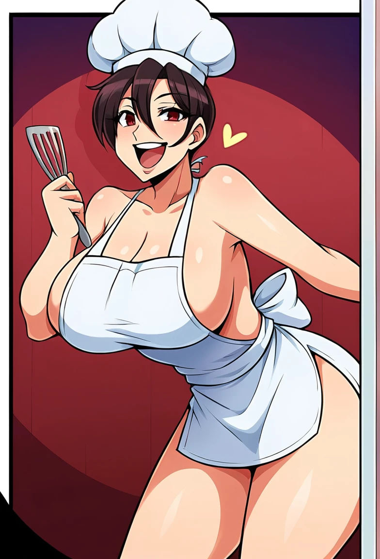 busty  chef woman so happy