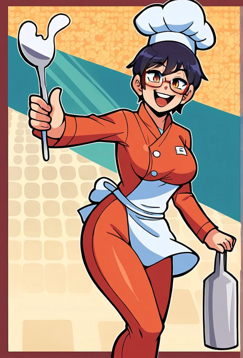 chef woman so happy glasses