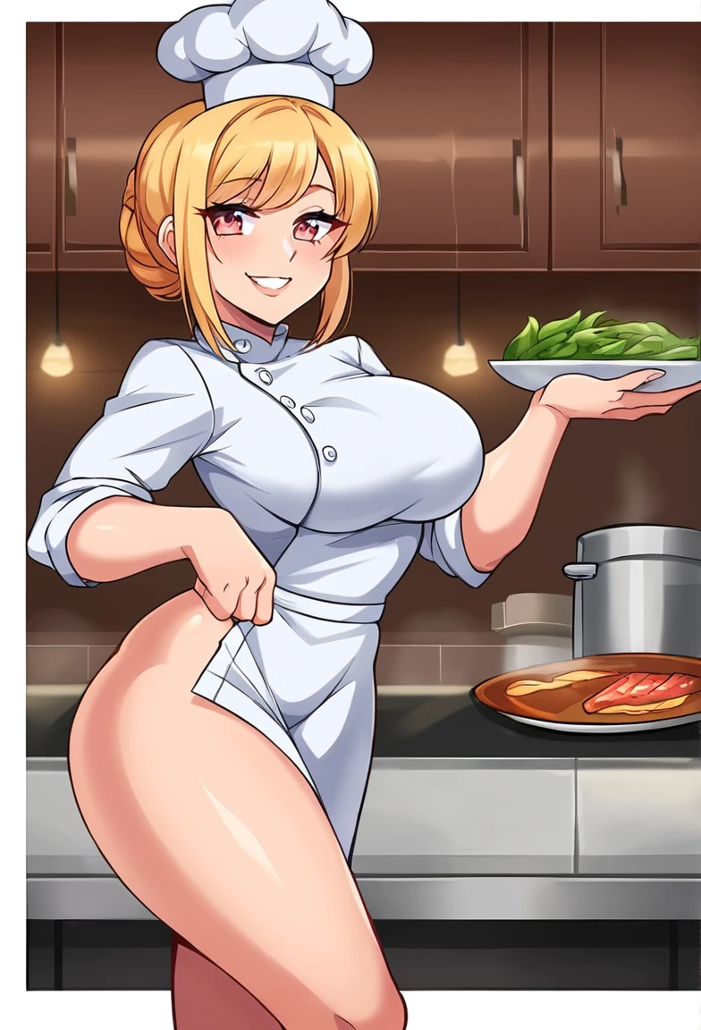 sexy chef woman dinner serving