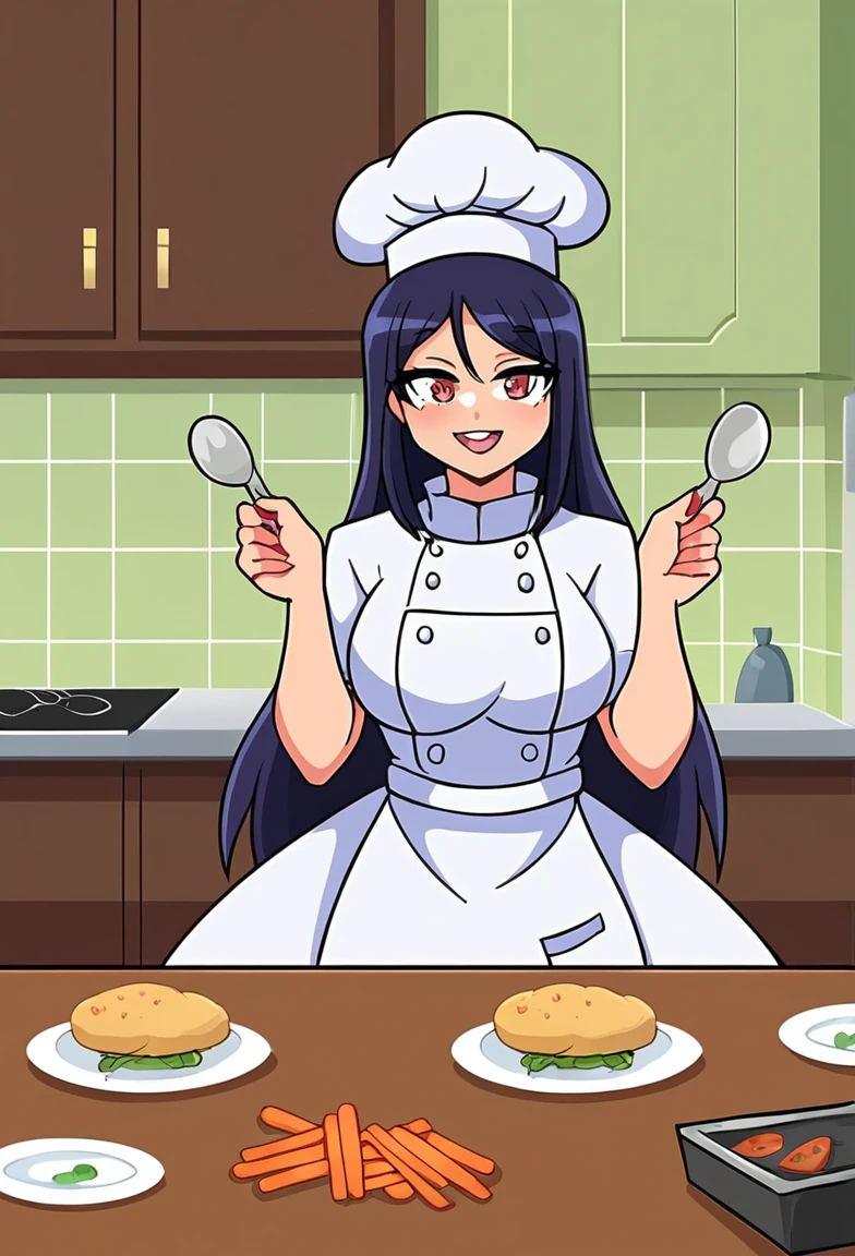 sexy chef woman dinner serving school