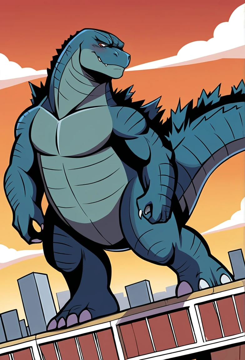 Godzilla, a monster taller than a skyscraper,