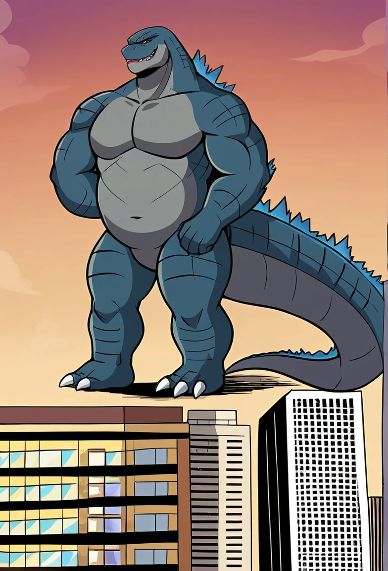 Godzilla, a monster taller than a skyscraper,