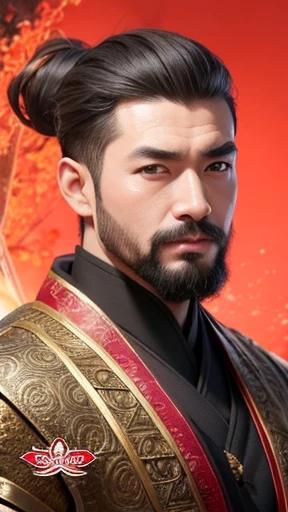 Oriental、Men in ancient Chinese costumes、ancient chinese hairstyle male、Various generals from the Romance of the Three Kingdoms、Highest quality、masterpiece、Ultra-high resolution、(Realistic:1.4)、Game Poster、Crisp and beautiful image quality、Black clothes、Nose beard、Bath cap、