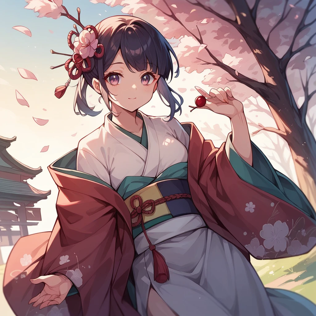 Cute Japanese girl、Wearing a kimono、cherry blossoms
