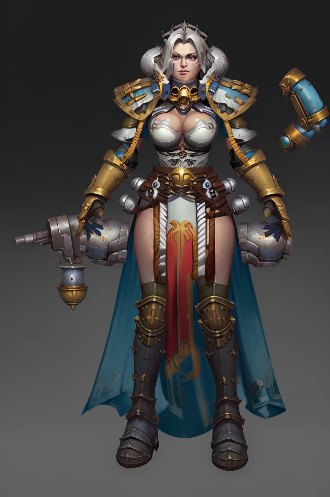 masterpiece, best quality, raytracing, highly detailed background, large planet background, in space, {1girl:1.2}, sexy armor, long wavy hair, silver hair, revealing plate armor, tight fitting armor, exposed thighs, red loincloth, exposed cleavage, oil on canvas, dry brush, sci-fi, fantasy  vibrant green eyes, adepta sororitas, warhammer 40K (beautiful detailed face:1.2), realistic skin texture