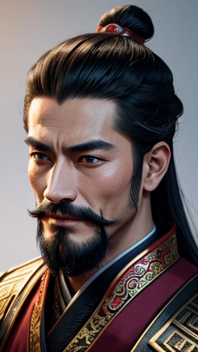 Oriental、Men in ancient Chinese costumes、ancient chinese hairstyle male、Various generals from the Romance of the Three Kingdoms、Highest quality、masterpiece、Ultra-high resolution、(Realistic:1.4)、Game Poster、Crisp and beautiful image quality、Black clothes、Nose beard、Nightcap、