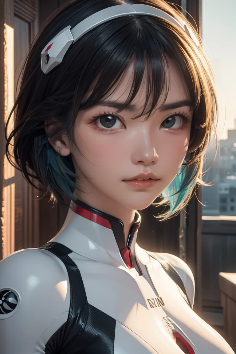 reiayanami, rei ayanami, blue hair, long hair, (red eyes:1.5),
BREAK bodysuit, headgear, plugsuit, white bodysuit,
BREAK outdoors, city,
BREAK looking at viewer, 
BREAK (masterpiece:1.2), best quality, high resolution, unity 8k wallpaper, (illustration:0.8), (beautiful detailed eyes:1.6), extremely detailed face, perfect lighting, extremely detailed CG, (perfect hands, perfect anatomy),