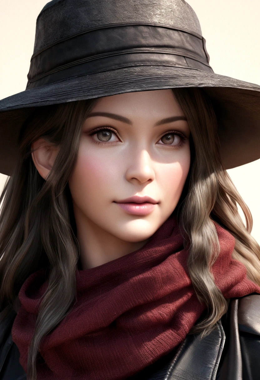 Aravud women,Long hair,Wearing a hat and scarf, realistic digital art 4k, realistic digital art 4k, Soft portrait shots 8 k, photorealistic art style, photoReal beautiful face, Realistic Portraits, Beautiful digital artwork, Real beautiful face, realistic art style, 3D Rendering Character Art 8k, beautiful realistic face, Stunningly realistic graphics