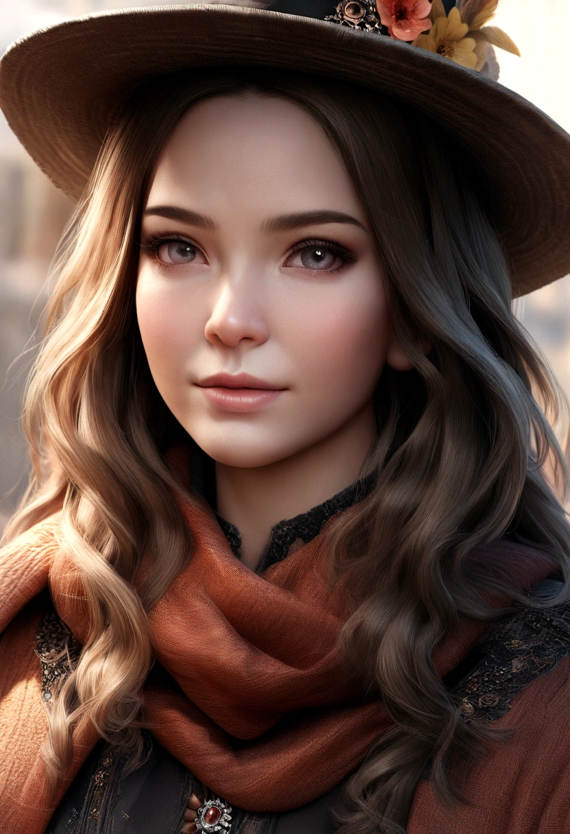 Aravud women,Long hair,Wearing a hat and scarf, realistic digital art 4k, realistic digital art 4k, Soft portrait shots 8 k, photorealistic art style, photoReal beautiful face, Realistic Portraits, Beautiful digital artwork, Real beautiful face, realistic art style, 3D Rendering Character Art 8k, beautiful realistic face, Stunningly realistic graphics