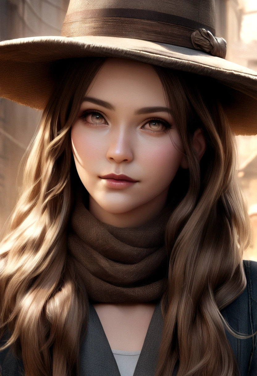 Aravud women,Long hair,Wearing a hat and scarf, realistic digital art 4k, realistic digital art 4k, Soft portrait shots 8 k, photorealistic art style, photoReal beautiful face, Realistic Portraits, Beautiful digital artwork, Real beautiful face, realistic art style, 3D Rendering Character Art 8k, beautiful realistic face, Stunningly realistic graphics