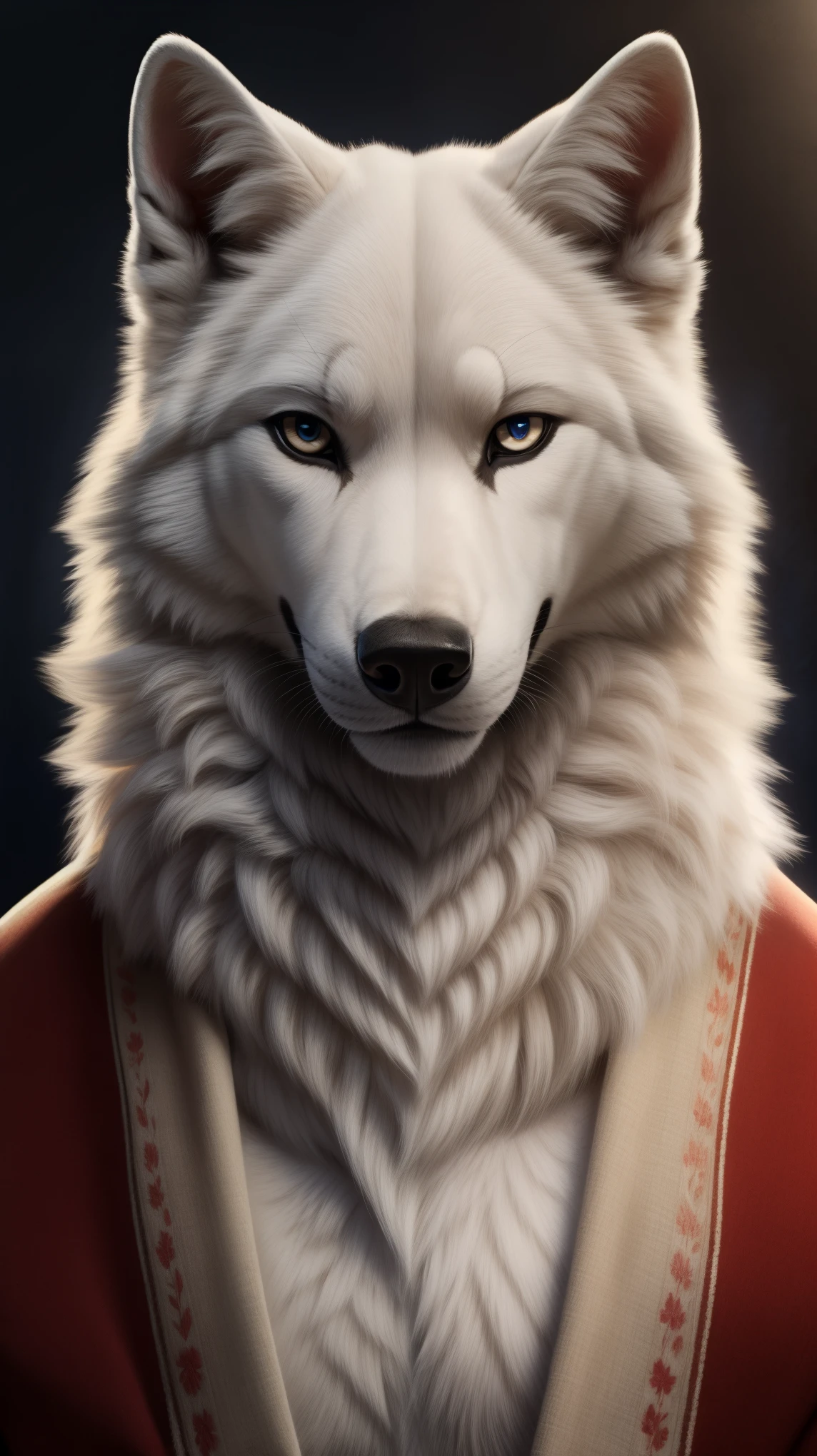 White wolf Looking at the viewer