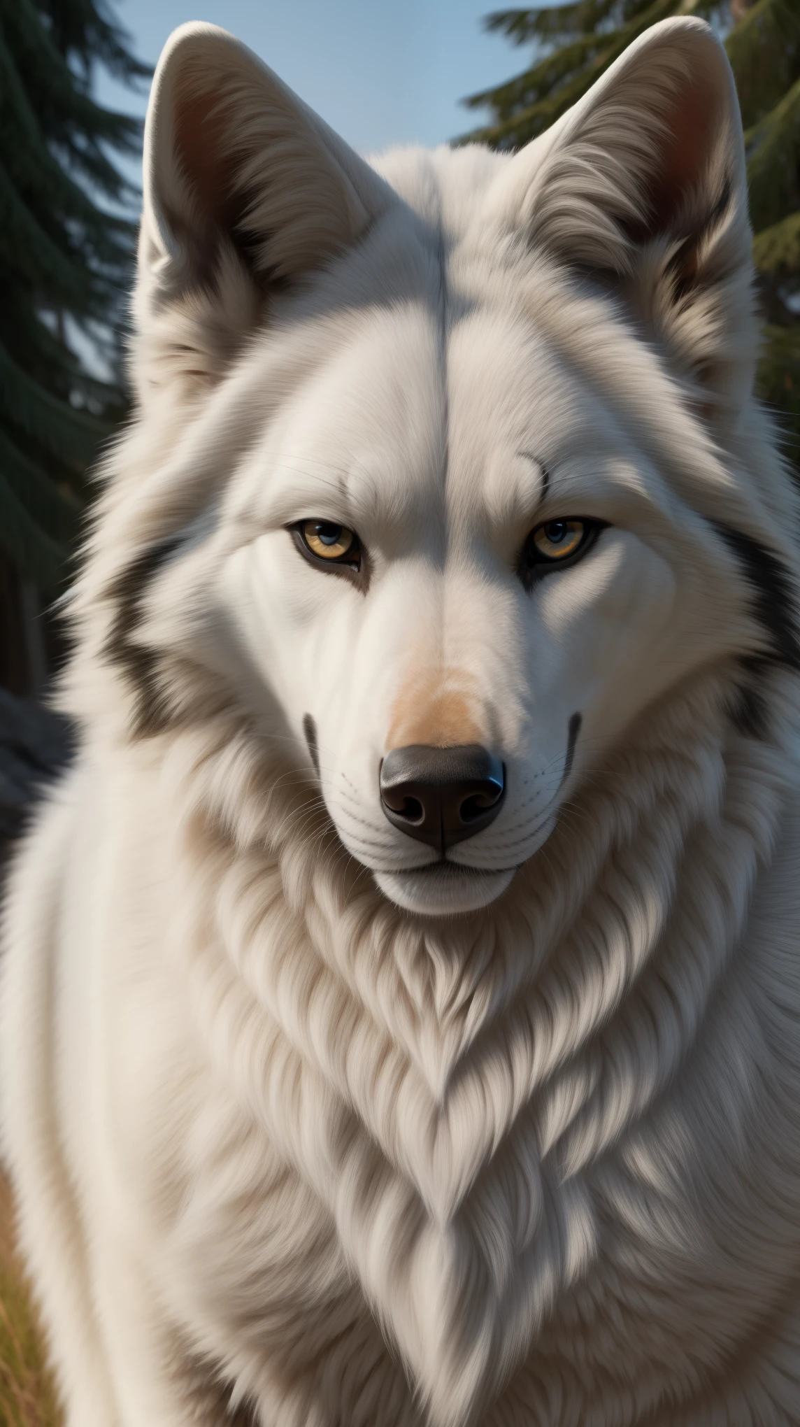 White wolf Looking at the viewer