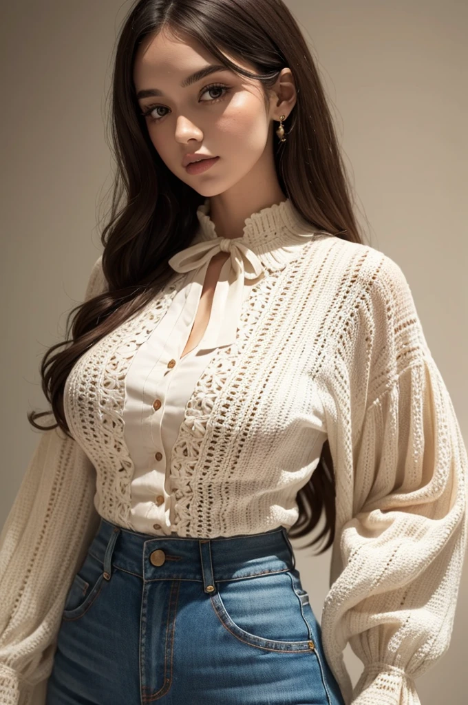 70s crochet blouse with period colors 