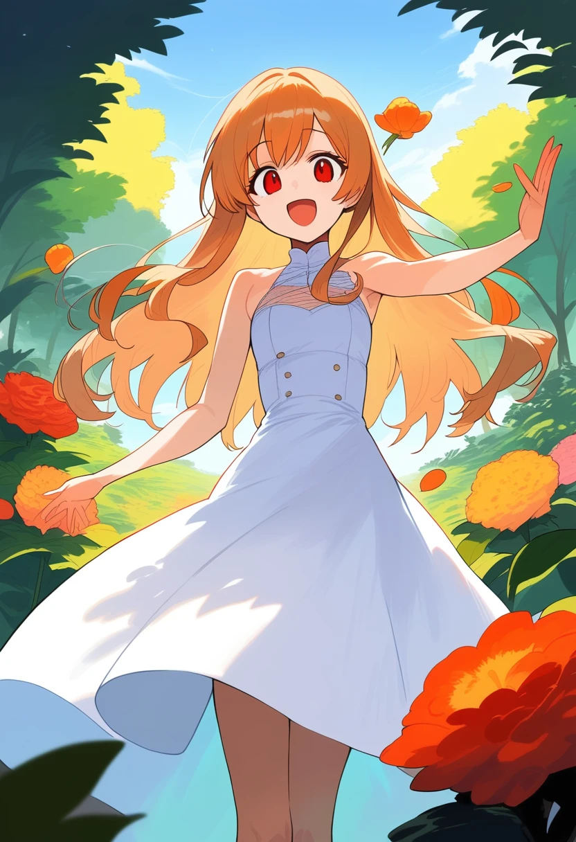 (masterpiece, best quality, detailed), 1girl, solo, outdoors, blue sky, beautiful field,
souryuu asuka langley, yellow summer dress, dress blowing in wind, skirt lift, showing white Lacey panties, underwear,