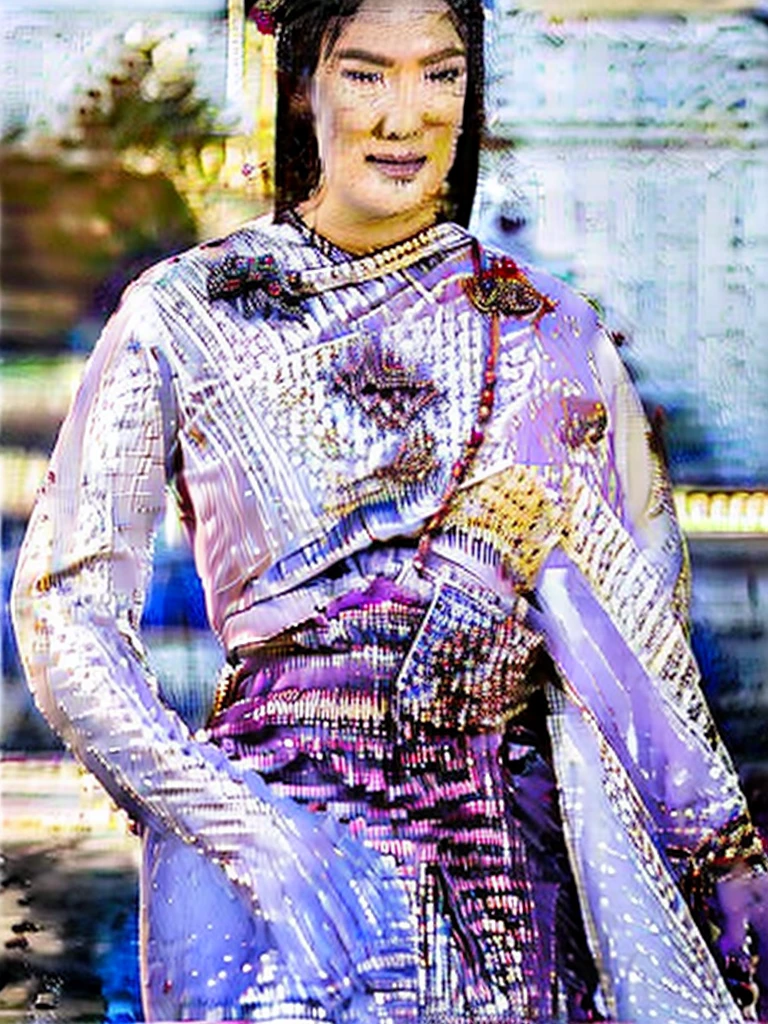 ((best quality)), ((Masterpiece)), (4k details), photorealism, full body, (((Old Asian woman))), ((Age 70)), tight black latex leggings, white cotton dress shirt, purple leather waist corset, Big muscles, Twintail hairstyle,