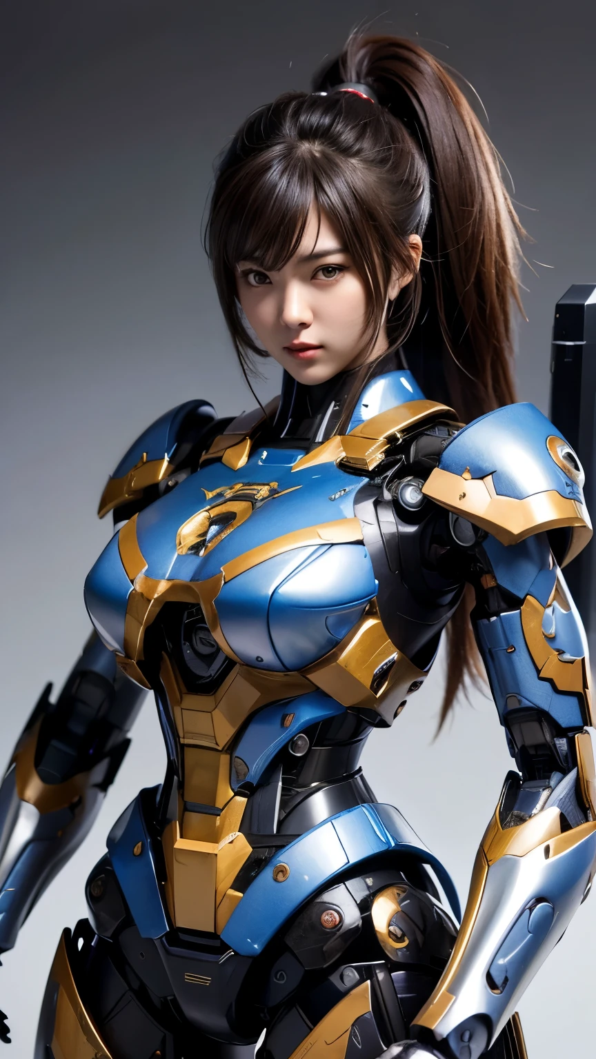 Textured skin, Super Detail, high details, High quality, Best Quality, hight resolution, 1080p, hard disk, Beautiful,(Super Heroine),Oppai Missile,beautiful cyborg woman,Mecha Cyborg Girl,Battle Mode,Girl with a Mecha Body,She wears a battle cyborg mech with a weapon,Fulll body Shot