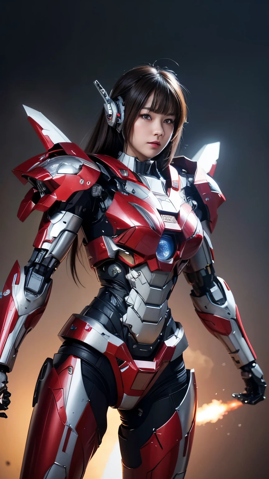  Super detailed, advanced details, high quality,  High resolution, 1080p, hard disk, beautiful,(war machine),Armor War,(Rocket Missile)Capture the big picture,beautiful,Mecha cyborg girl,battle mode,Mecha body girl,She is wearing a futuristic war machine weapon mecha