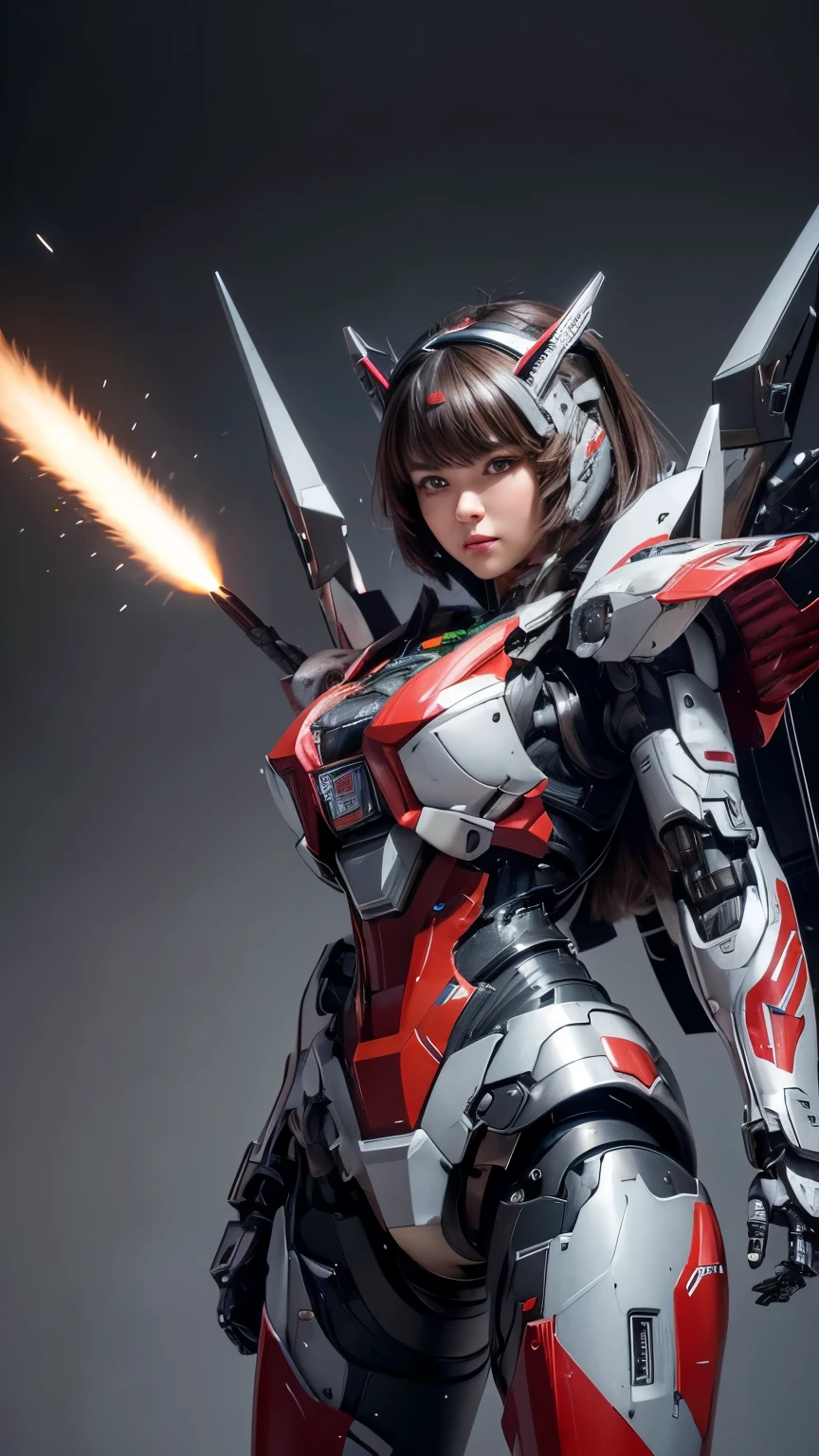  Super detailed, advanced details, high quality,  High resolution, 1080p, hard disk, beautiful,(war machine),Armor War,(Rocket Missile)Capture the big picture,beautiful,Mecha cyborg girl,battle mode,Mecha body girl,She is wearing a futuristic war machine weapon mecha