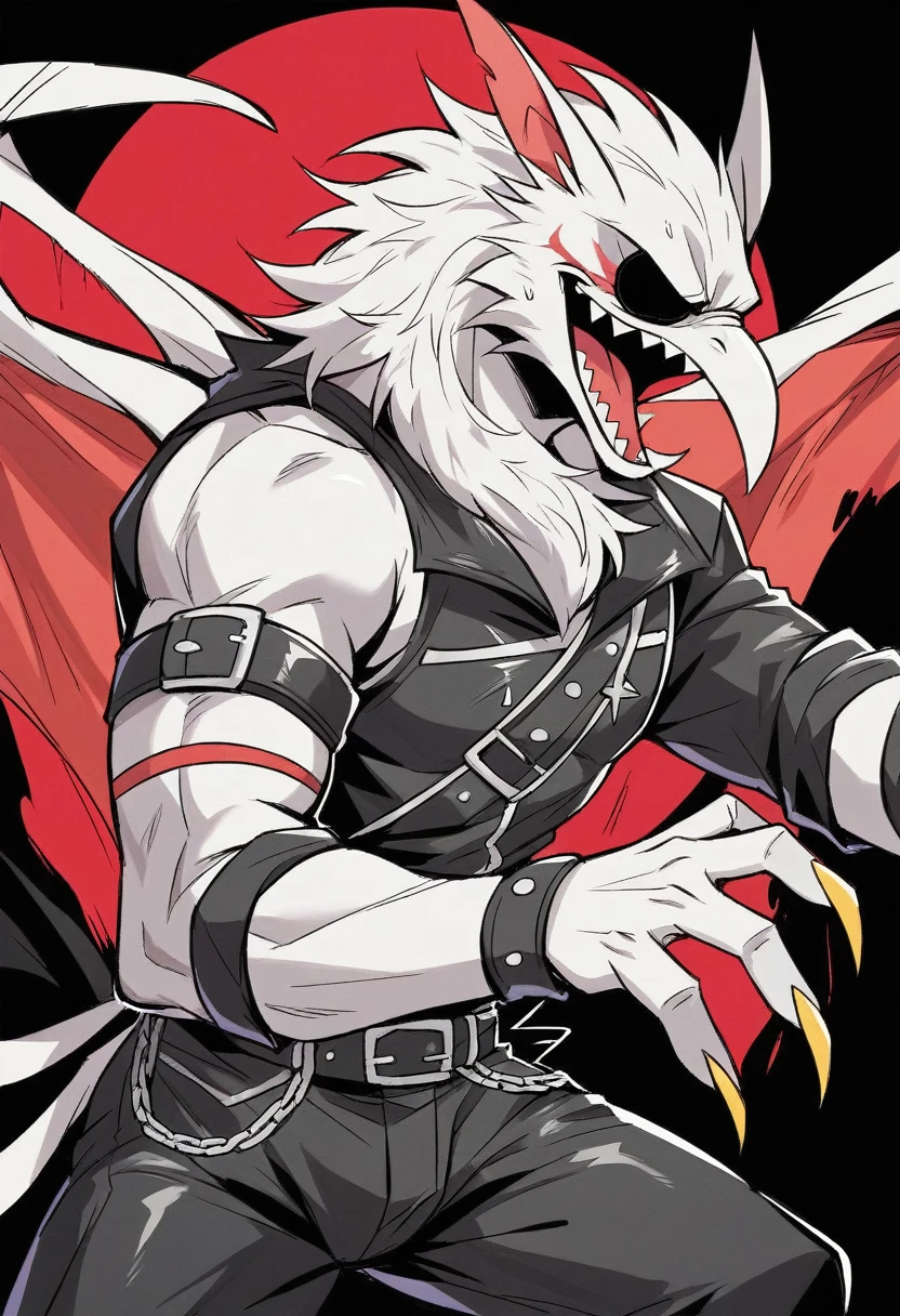 A detailed and striking patch featuring two distinct patches. The top patch reads "Red River Riders" in bold, gothic lettering, with a black background and white lettering. The design emphasizes a fierce and edgy aesthetic, attracting attention from onlookers. The center patch showcases a hyperdetailed, screaming eagle flying forward with its head turned to face the viewer, its beak and yellow claws open and wings outstretched. The eagle is rendered in scarlet and yellow colors, creating a vivid and dynamic contrast against the black background. The overall design exudes a sense of strength, freedom, and unity among the biker community.